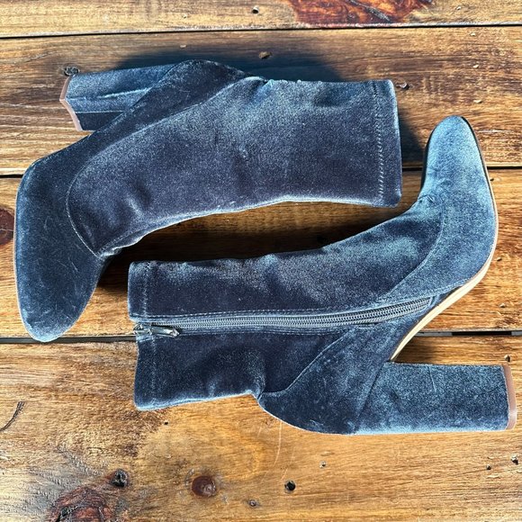 Sam Edelman Calexa Velvet Mid Calf Sock Heeled Bootie Gray - Picture 11 of 11